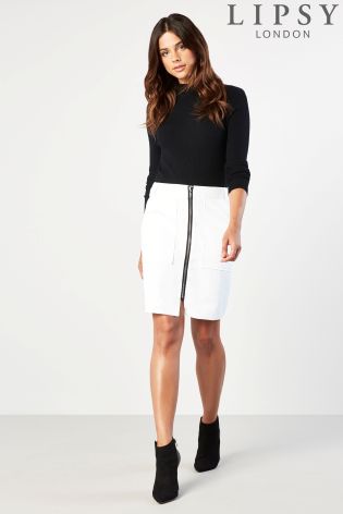 Lipsy Turtle Neck With Woven Skirt Dress